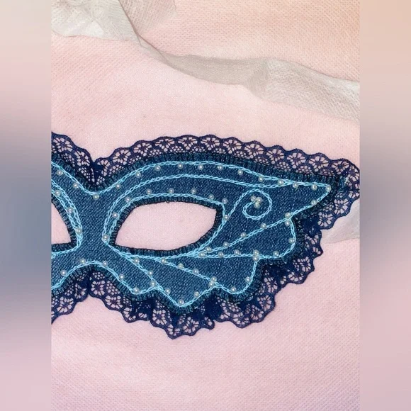 Blue Lace Masquerade Mask. Handmade - Picture 3 of 4